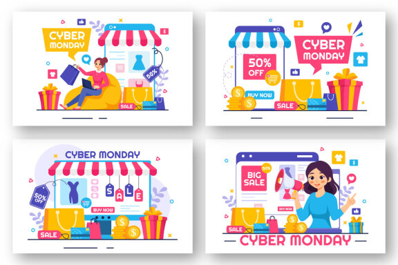 13 Cyber Monday Event FREE Illustrations