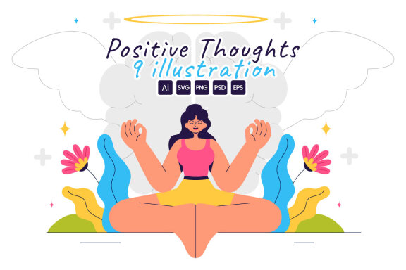 9 Positive Thoughts Illustration
