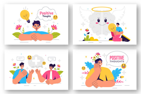 9 Positive Thoughts Illustration