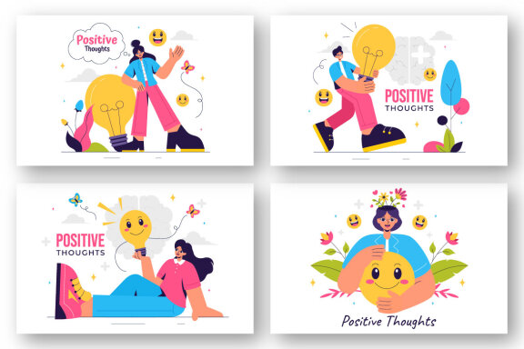 9 Positive Thoughts Illustration