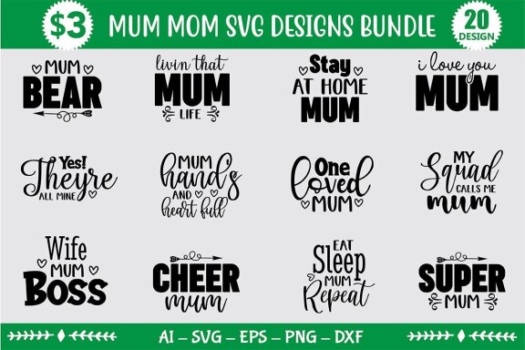 Mom SVG Designs Bundle