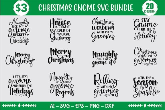 Christmas Gnome SVG Bundle