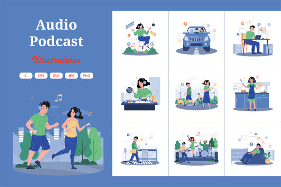 M472_Audio Podcast Illustration Pack