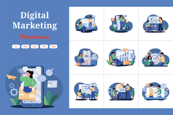 M455_Digital Marketing Illustration Pack