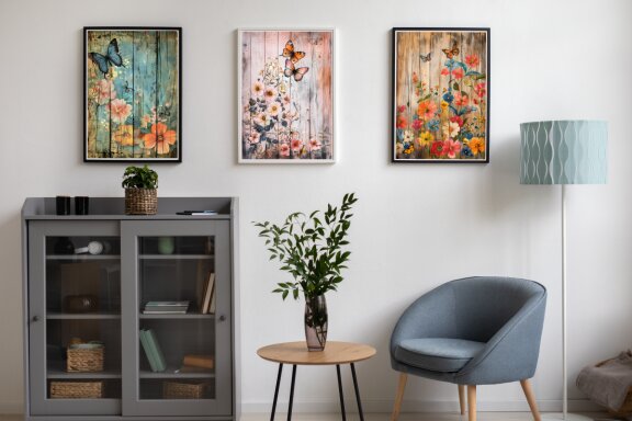 Rustic Butterfly Wall Art Poster Bundle
