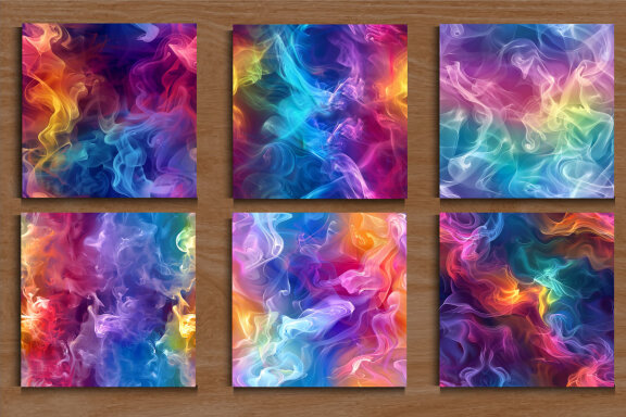 Rainbow Smoke Seamless Pattern