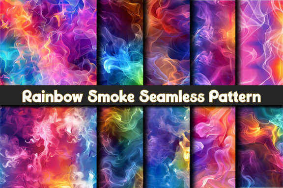 Rainbow Smoke Seamless Pattern