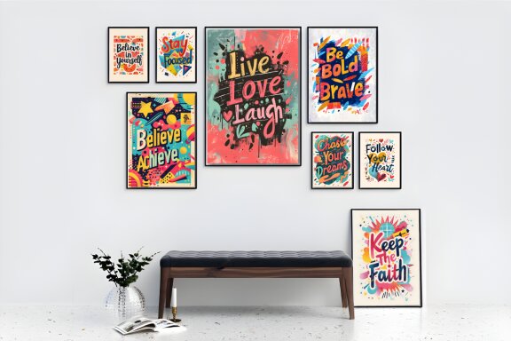 Motivational Short Quotes Wall Art Poster Bundle