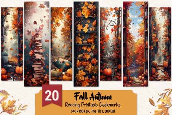 Fall Autumn Reading Printable Bookmark Bundle