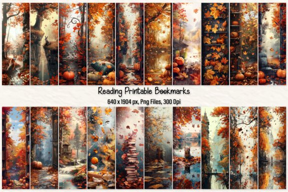 Fall Autumn Reading Printable Bookmark Bundle