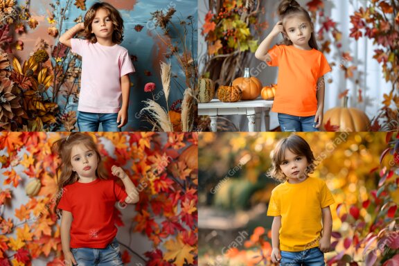 Fall Kids Bella Canvas 3001 Mockup Bundle