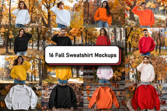 Fall Gildan 18000 Mockup Bundle