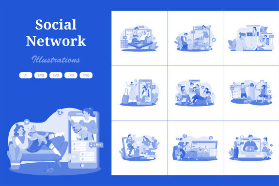 M736_ Social Network Illustration Pack 2