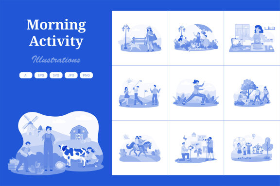 M734_Morning Activity Illustration Pack 2