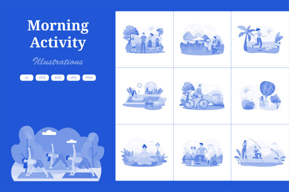 M734_Morning Activity Illustration Pack 1