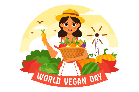 10 World Vegan Day FREE Illustrations