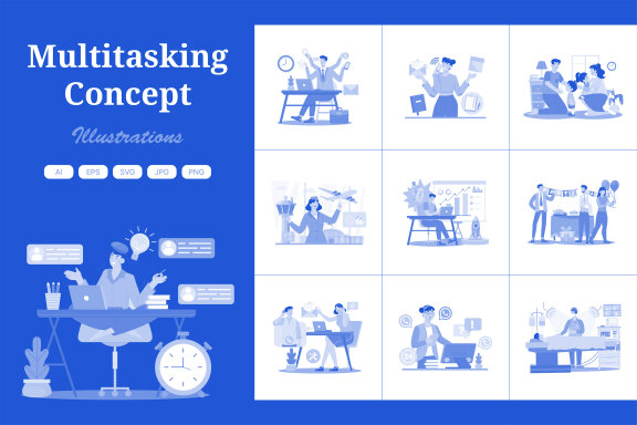M729_ Multitasking Concept Illustration Pack