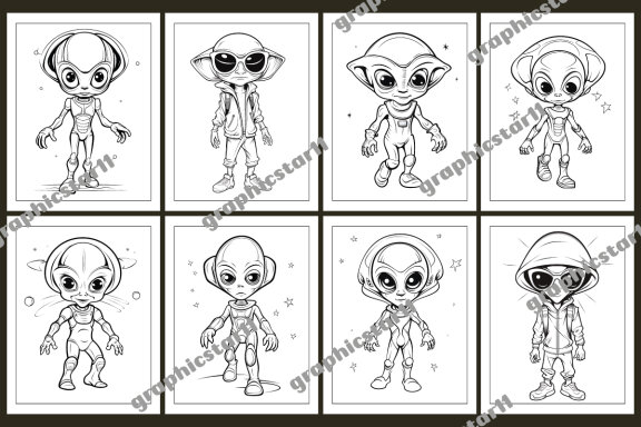 Alien Drawing Coloring Pages