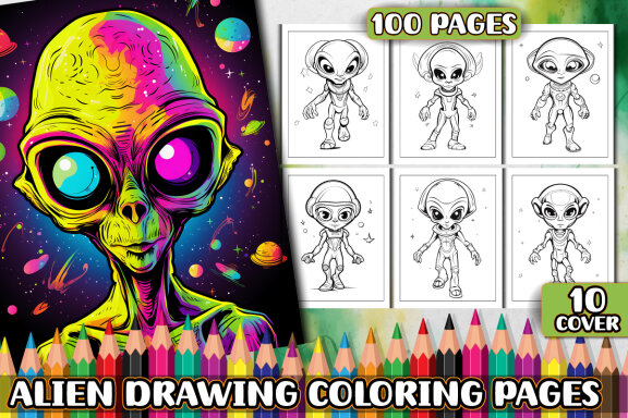 Alien Drawing Coloring Pages
