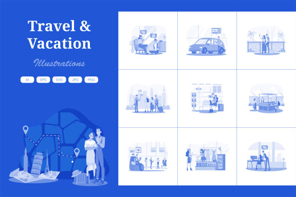M719_Travel & Vacation Illustration Pack