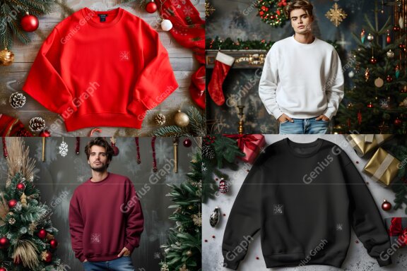 Christmas Gildan 18000 Mockup Bundle