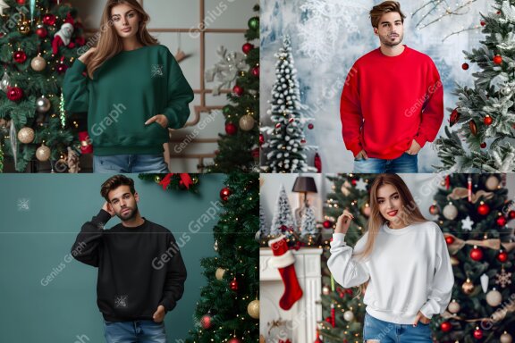 Christmas Gildan 18000 Mockup Bundle