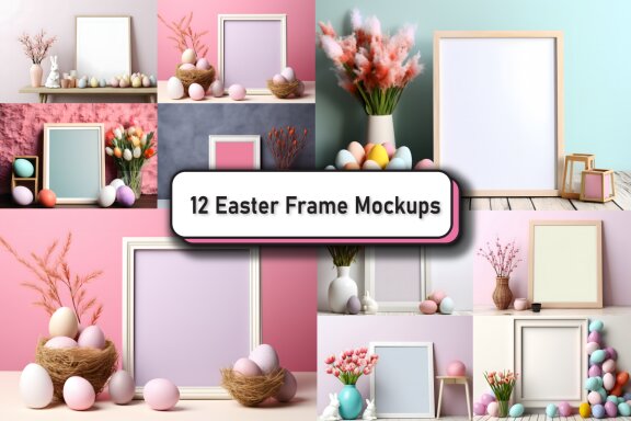 Easter Wall Art Frame Mockup Bundle