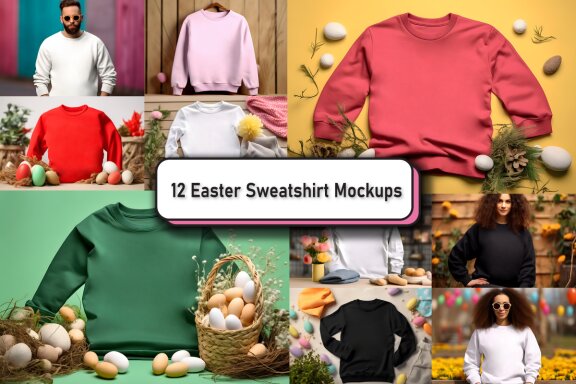 Easter Sunday Gildan 18000 Mockup Bundle