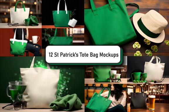 St Patrick's Tote Bag Mockup Bundle