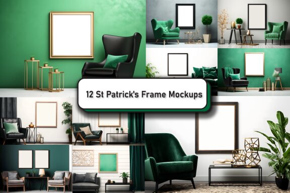 St Patrick's Wall Art Frame Mockup Bundle