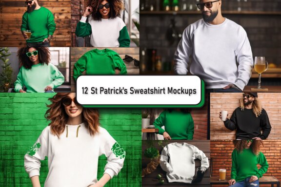 St Patrick's Gildan 18000 Mockup Bundle