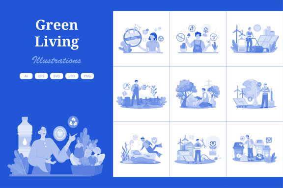 M693_Green Living Illustration Pack