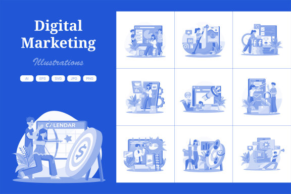 M677_Digital Marketing Illustration Pack