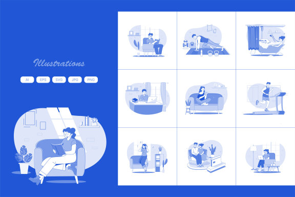 M668_Social Distancing Illustration Pack