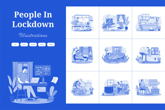 M658_People In Lockdown Illustration Pack