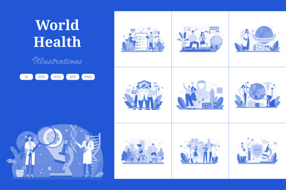 M604_World Health Day Illustration Pack