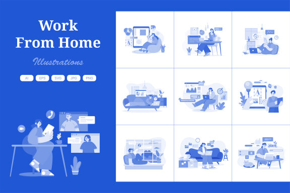 M573_Work From Home Illustration Pack