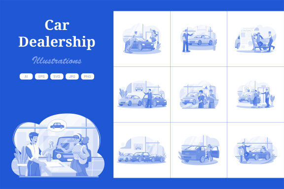 M559_Car Dealership Illustration Pack