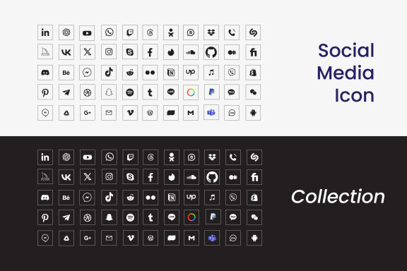 Square Social Media Icons Set