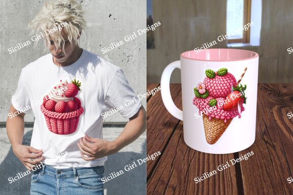 Pack Of 58 Clipart - Crochet Strawberry Bakery For The Queen 