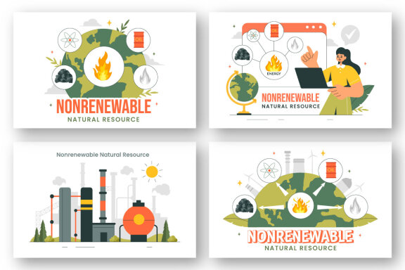 9 Nonrenewable Natural Resources Illustration 