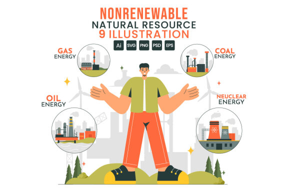 9 Nonrenewable Natural Resources Illustration 