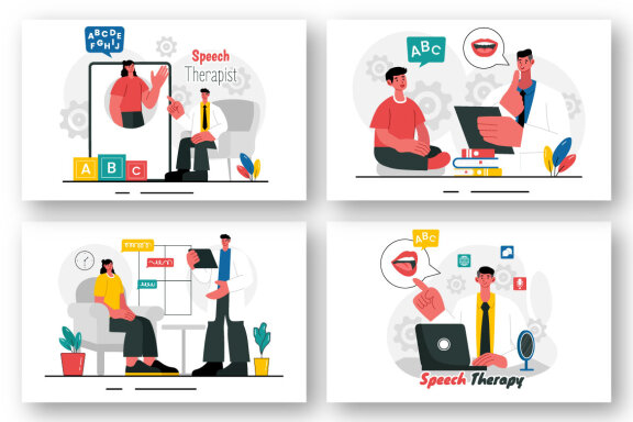 9 Speech Therapist Vector Illustration