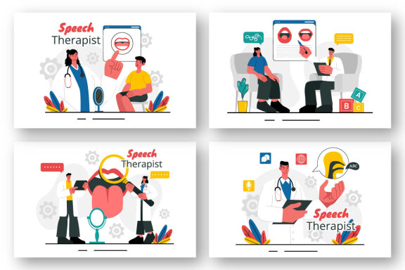 9 Speech Therapist Vector Illustration