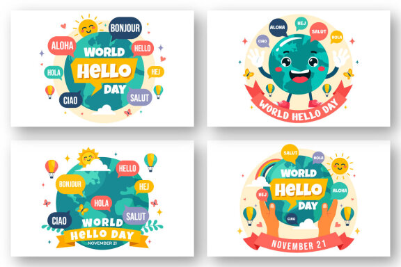 12 World Hello Day Illustration