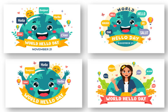 12 World Hello Day Illustration