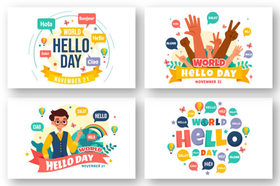 12 World Hello Day Illustration