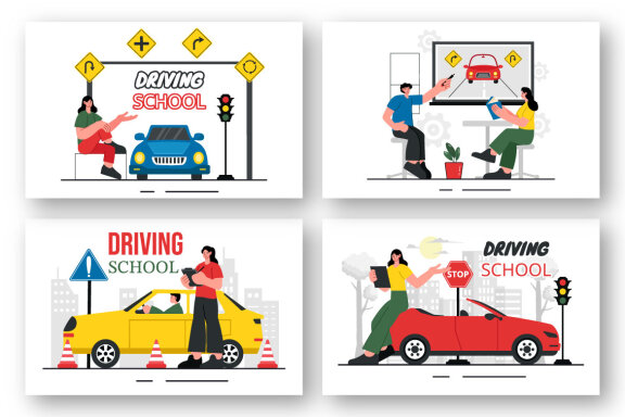 9 Driving School Illustration