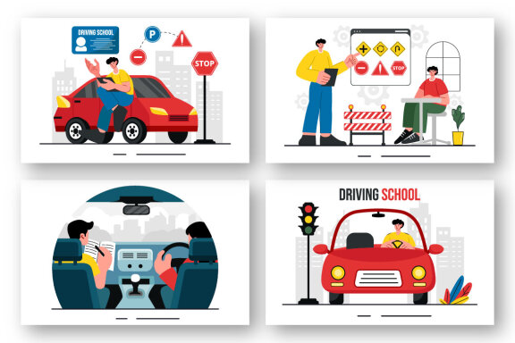 9 Driving School Illustration