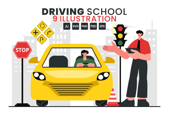 9 Driving School Illustration